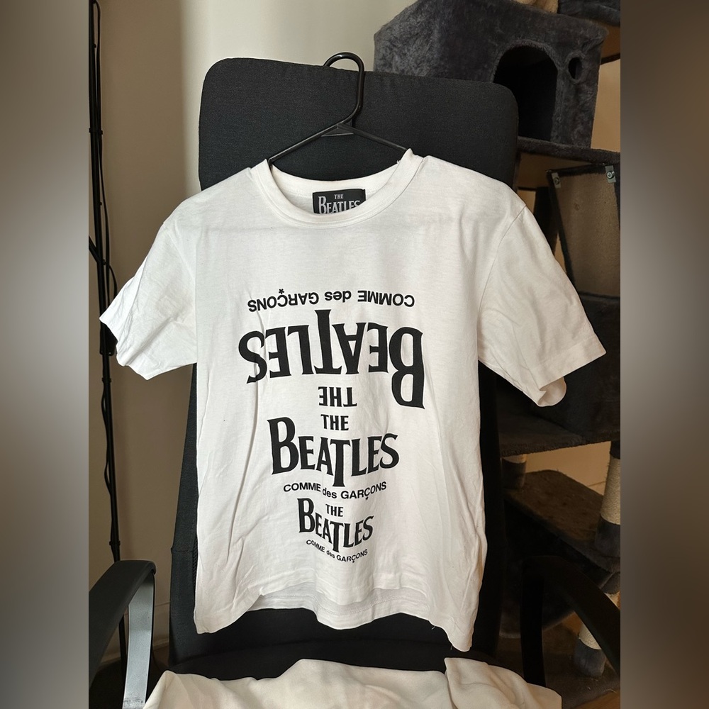 BAND TEES x Comme des Garçons The Beatles White Cotton T-shirt Rare from Japan